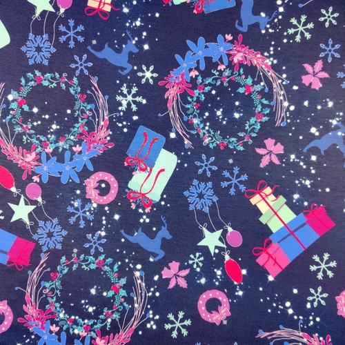 Christmas wreath jersey fabric - wreath,